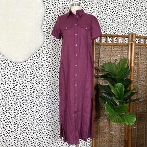 Vintage | Nira Nira Linen Button Down Linen Maxi Midi Purple Spring Summer Dress